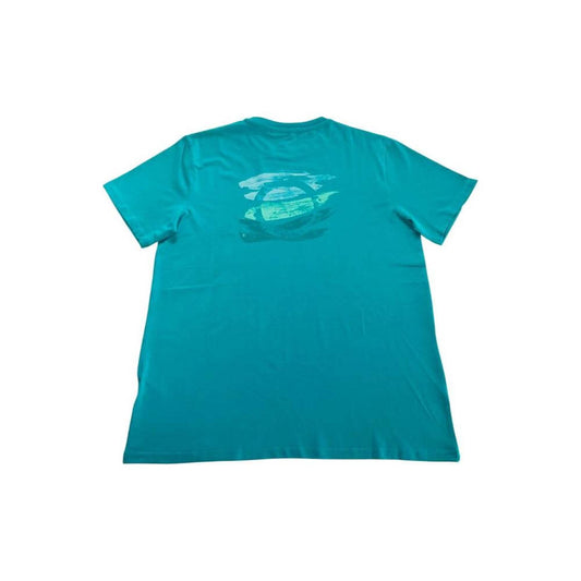Trussardi Beachwear light blue cotton men's T-shirt with iconic logo, showing back view highlighting premium craftsmanship.
