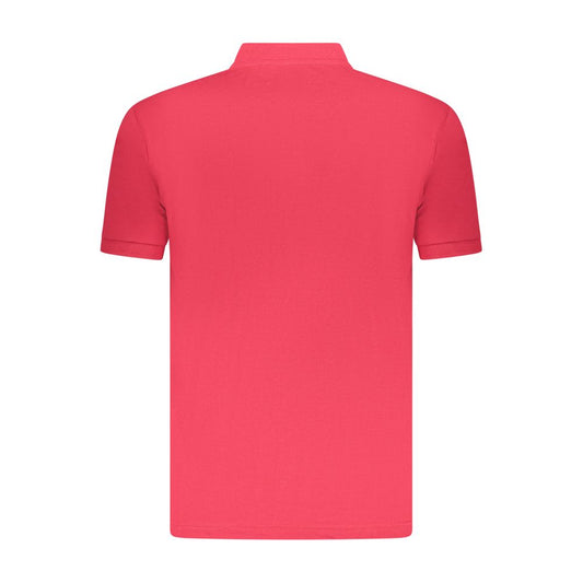 Back view of U.S. Grand Polo red cotton men's polo shirt with Korean collar and short sleeves, showcasing stylish design.