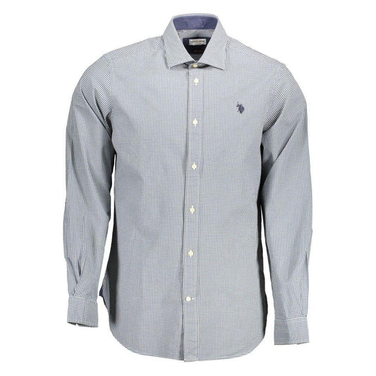 U.S. POLO ASSN. light blue cotton men's shirt with French collar and embroidery, perfect for a classic yet contemporary look