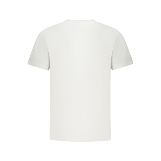 Back view of a Vans white cotton t-shirt, short sleeve, classic fit, crew neck, featuring printed logo. Ideal for casual wear.