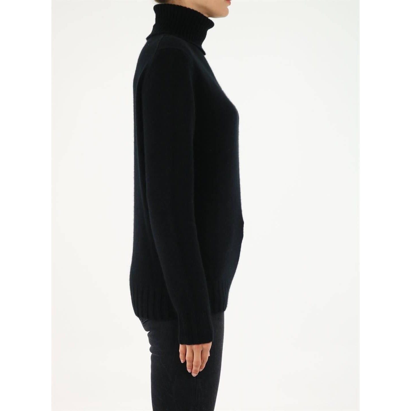 Allude Black Roll-Neck Cashmere Sweater WOMAN KNITWEAR
